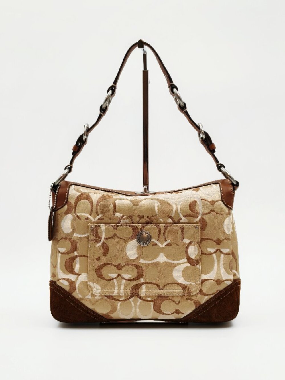 Vintage Coach Chelsea Optic Signature Hobo Bag 10142 Brown Tan Y2K 2006